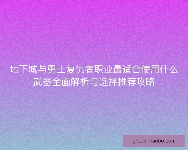 地下城与勇士复仇者职业最适合使用什么武器全面解析与选择推荐攻略
